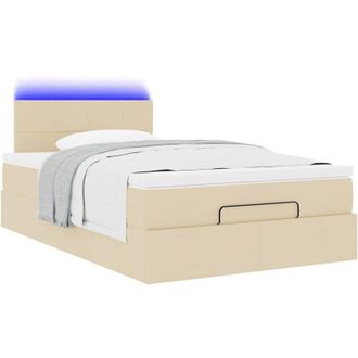 vidaXL Cama Otomana Con Colch&oacute;n Y Luces Led Tela Crema 120x190cm Vidaxl