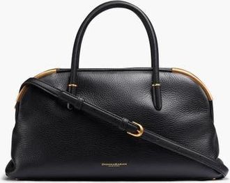 DKNY Satin Leather Satchel in Black/gold at Nordstrom