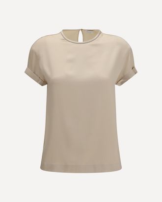 Brunello Cucinelli Silk Blouse with monili chain Female XL