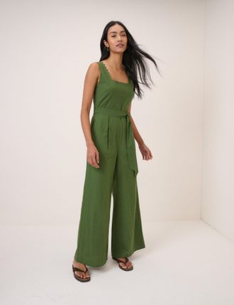 Nobody's Child Green Square Neck Jumpsuit