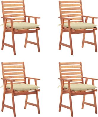 vidaXL Vidaxl - Sillas Comedor De Jard&iacute;n Y Cojines 4 Uds Madera Maciza Acacia