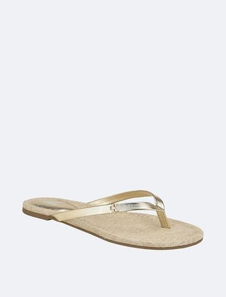 Calvin Klein Womens Womens Solid T-Strap Sandal - Metallic - 10