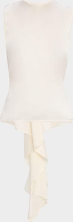 Helmut Lang Sleeveless Draped Silk Scarf Top