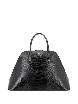 Philipp Plein Borsa a spalla Majestic grande con stampa coccodrillo - Nero