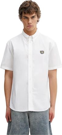 Kenzo Overhemden, Heren, Wit, M, Katoen, Wild Tiger Short Sleeve Shirt