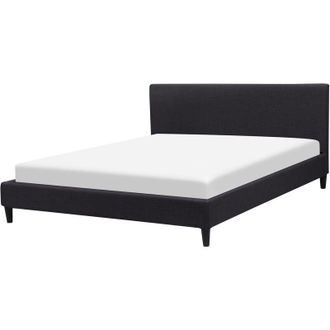 Beliani Beliani - Modern Linen eu King Size Bed Frame 5ft3 Slatted Base Black Fitou