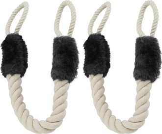 Relaxdays Relaxdays - Tope Puerta Cuerda, Set 2, Para Picaporte, Cordel Anticierre, 60 Cm, Protecci&oacute;n Ni&ntilde;os Y Mascotas, Beige/negro