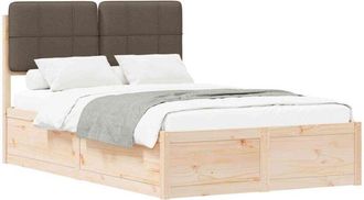 vidaXL Estructura De Cama Con Cabecera Tapizada Taup&eacute; 120 X 190 Cm Vidaxl