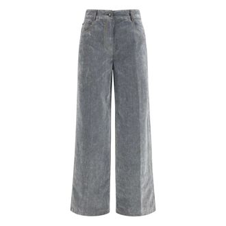 Forte_Forte Wide Leg Jeans in Flocked Denim - Dames - Jeans - Grijs - Maat: XS Denim