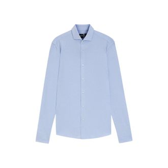 HUGO BOSS Mens Oxford Spread Collar Long-Sleeved Formal Shirt (Blue) Cotton - Size 17.5 inch