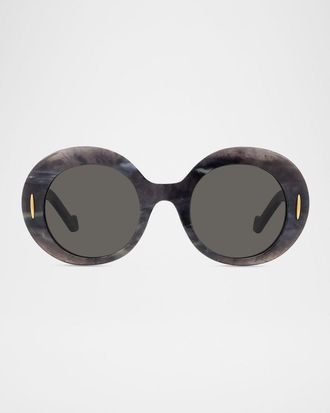 Loewe Mens Anagram Acetate and Nylon Round Sunglasses