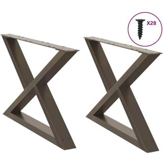 vidaXL Vidaxl - Patas Para Mesa De Centro (2 Unidades), Acero Natural, 70 X (42-43,3) Cm