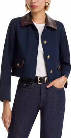 French Connection Contrast Trim Boxy Jacket In Blue
