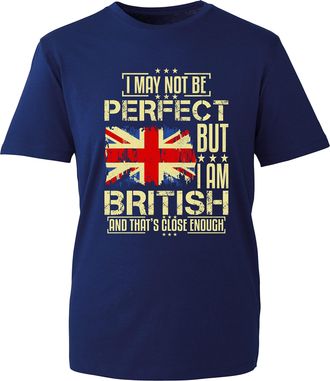Generic I Maybe Not Perfect But Im British T-Shirt Funny UK Flag Sarcastic Joke Unisex Gift Tee Top (Navy, 12 Years)