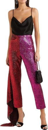 Halpern Draped Sequin Two Tone Trousers Size S