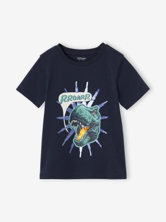 Vertbaudet Jungen T-Shirt mit Wende-Pailletten Oeko-Tex nachtblau