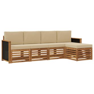 vidaXL Conjunto De Sof&aacute;s De Exterior Con Coj&iacute;n 5 Pcs Natural Y Beige Vidaxl