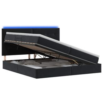 vidaXL Letto Con Contenitore Led E Materasso Nero 200 X 200 Cm Velluto Vidaxl