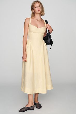 Reformation Birdie 100% Linen Midi Dress