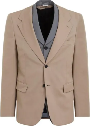 Comme Des Garçons Gray And Beige Layered Wool Jacket-Uomo