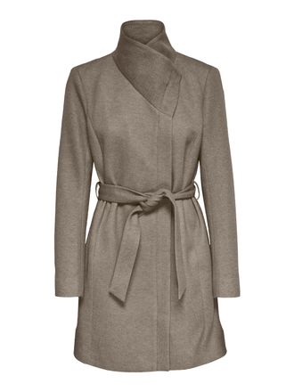 Only Kurzmantel ONLY ONLELLI LIGHT COAT CS OTW, Damen, Gr. XL, walnut detail:melange, Web, Obermaterial: 85% Polyester, 15% Baumwolle, meliert, regular fit