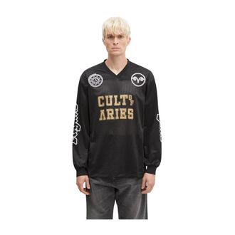 Aries Tops, Heren, Zwart, M, Polyester, Cult Leader Airtex Longsleeve Tee