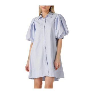 Notre-V Kleedjes, Dames, Blauw, S, Katoen, Lichtblauwe Mini Jurk Finley