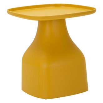 Dmora Mesa De Centro Midelt, Apta Para Interior/exterior, Esquinas Redondeadas, Rectangular, Tablero Amarillo, 48x48x50h Cm Amarillo
