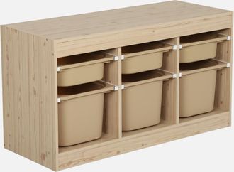 Sweeek Mueble De Almacenamiento Para Ni&ntilde;os Con Decoraci&oacute;n De Madera Y 6 Cajones De Almacenamiento Coloridos