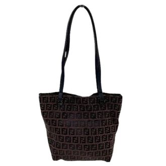 Fendi Pre-owned Tote Bags, female, Brown, Size: ONE SIZE Pre-owned Zucchino Canvas Leather Handbag