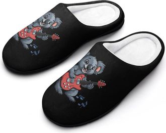 Generic Koala Playing Guitar Mens Slippers Comfortable And Non-slip Cotton Slipper Shoe for House