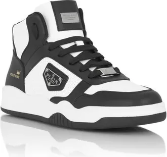 Philipp Plein Mid-Top Sneakers Street King Unisex in White/black at Nordstrom, Size 46