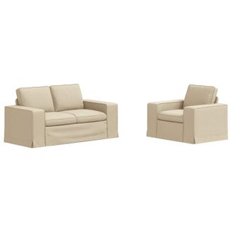 vidaXL Juego De Sof&aacute; 2 Uds. Crema Tela Vidaxl