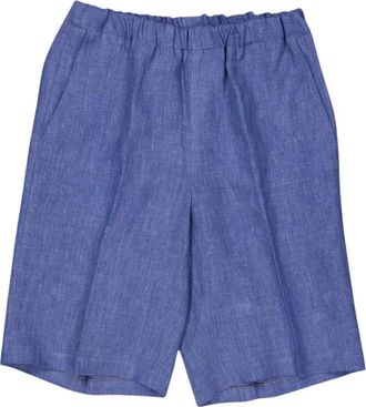 PIACENZA 1733 Piacenza 1733, Korte Broeken, Heren, Blauw, S, Linnen, Linnen Bermuda Shorts