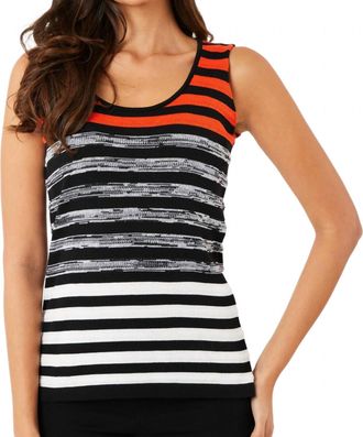 French Kyss Stripe Tank Top In Coral/multi
