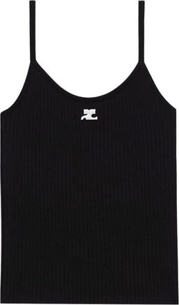 Courr&egrave;ges Reedition Knit Tank Top - Dames - Tops zonder mouwen - Zwart - L - Katoen - Tops