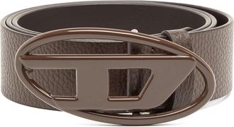 Diesel 4cm leather belt with matte Oval D buckle - Belts - Unisex - Brown