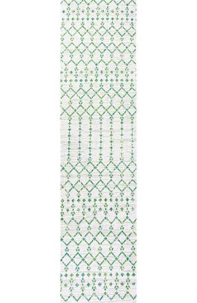 Jonathan Y Designs Ourika Moroccan Geometric Textured Weave Indoor/Outdoor Area Rug in Green/ivory at Nordstrom, Size 2Ft 0In X 8Ft 0In