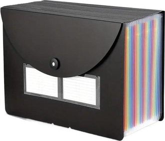 OEM Organizador De Archivos Tipo Acorde&oacute;n - Organizador De Carpetas - Clasificaci&oacute;n De Documentos - Pl&aacute;stico Expandible - 33 X 24 Cm - Negro