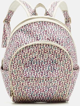 Aigner Icon Magenta/white Signature Printed Coated Canvas Backpack