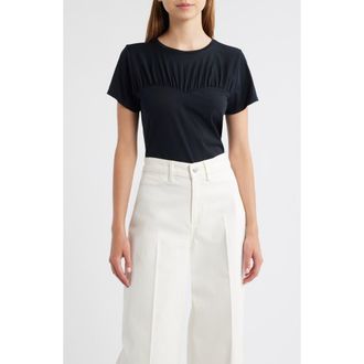 Rails Janis Gathered Sweetheart Organic Pima Cotton T-Shirt in Black at Nordstrom Rack, Size Large