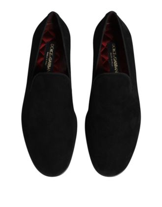 Dolce & Gabbana Mens Black Suede Slip On Loafers Formal Shoes Goat Leather