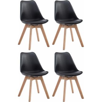Clp Clp - Set De 4 Sillas De Comedor Borneo En Polipiel Negro Natural