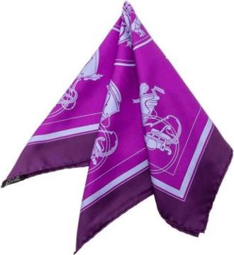 Herm&egrave;s Pre-owned Scarves, female, Purple, Size: ONE SIZE Pre-owned Ex-Libris Scarf