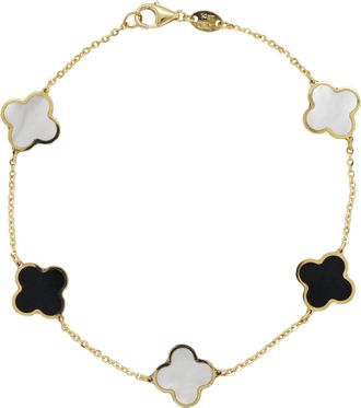 Italian Gold, Inc 14K Yellow Gold Clover Bracelet -Onyx
