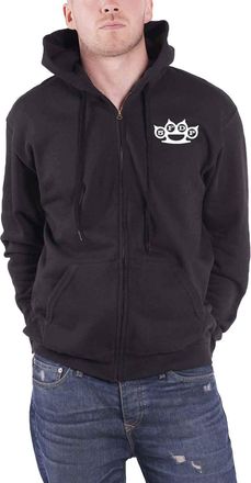 Five Finger Death Punch Hoodie Knuckles Band Logo Official Mens Black Zipped L