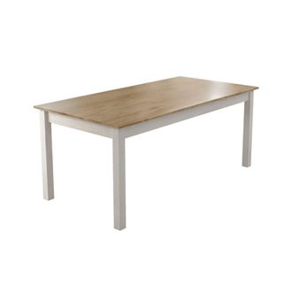Calicosy Mesa de comedor decorada en madera y patas blancas l180 cm