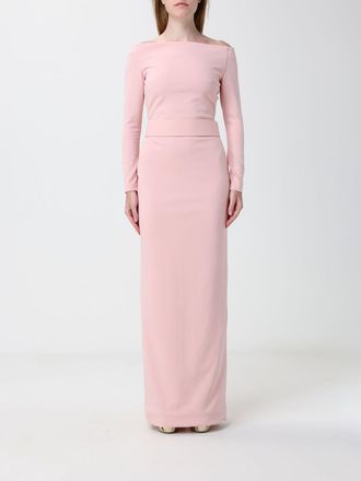 Solace London Long Cr&ecirc;pe Evening Gown with Straight Neckline and Slit