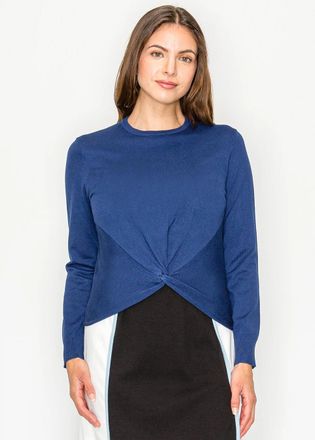 YAL New York Twist-Front Knit Top in Deep Blue