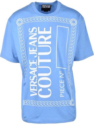 Versace Jeans Couture T-Shirts, male, Blue, Size: 2XL Cotton T-shirt with Stylish Design